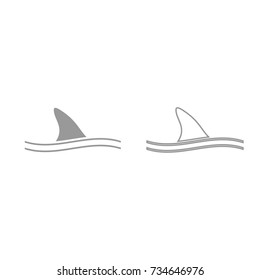 Fin of shark grey set icon .
