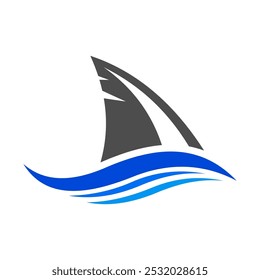 Fin Shark Vector Logo Design Template