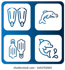 fin simple icons set. Contains such icons as Fins, Dolphin, Flippers, can be used for web, mobile and logo