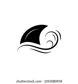 Fin in Wave Simple Vector Icon on White Background. Danger in Water Symbol. Sharkfin Sign