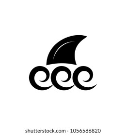 Fin in Wave Simple Vector Icon on White Background. Danger in Water Symbol. Sharkfin Sign