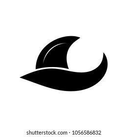 Fin in Wave Simple Vector Icon on White Background. Danger in Water Symbol. Sharkfin Sign