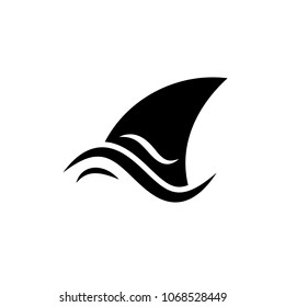 Fin in Wave Simple Vector Icon on White Background. Danger in Water Symbol. Sharkfin Sign