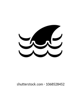 Fin in Wave Simple Vector Icon on White Background. Danger in Water Symbol. Sharkfin Sign