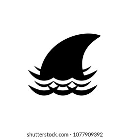 Fin in Wave Simple Vector Icon on White Background. Danger in Water Symbol. Sharkfin Sign