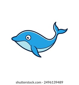 Fin whale fish play icon vector illustration captures the majestic marine mammal in a playful pose, perfect for ocean and wildlife-themed designs