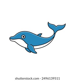 Fin whale fish play icon vector illustration captures the majestic marine mammal in a playful pose, perfect for ocean and wildlife-themed designs