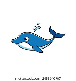 Fin whale fish play icon vector illustration captures the majestic marine mammal in a playful pose, perfect for ocean and wildlife-themed designs