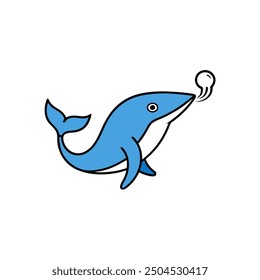 Fin whale fish play icon vector illustration captures the majestic marine mammal in a playful pose, perfect for ocean and wildlife-themed designs