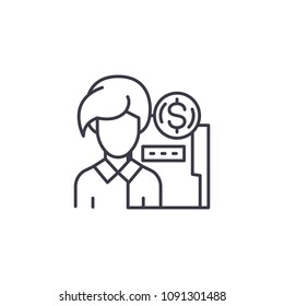 Finacial manager linear icon concept. Finacial manager line vector sign, symbol, illustration.