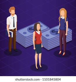 finacial transaction with business people isometric