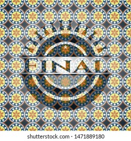 Final arabic style emblem. Arabesque decoration.