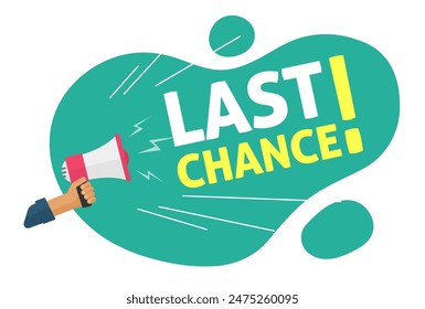 Final call or last chance badge announcement icon from megaphone loudspeaker offer vector flat cartoon illustration, loud clearance sale idea image clip art