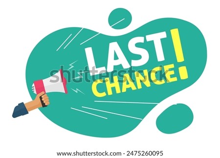 Final call or last chance badge announcement icon from megaphone loudspeaker offer vector flat cartoon illustration, loud clearance sale idea image clip art