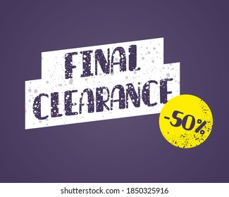 Final clearance -50%. Blue background. Vector.