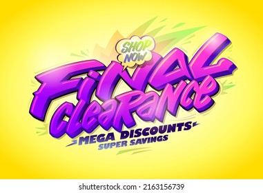 Final clearance, mega discounts, super savings vector web banner template