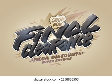 Final clearance, mega discounts, super savings vector web banner template