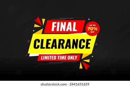 Final clearance special sale banner template design, Special offer sale tag, sale offer banner. Sale discount promotion template for marketing, vector editable illustration.