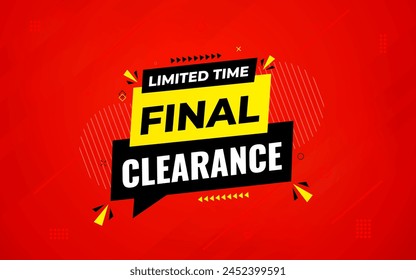 Final clearance special sale banner template design, Special offer sale tag, sale offer banner. Sale discount promotion template for marketing, vector editable illustration.