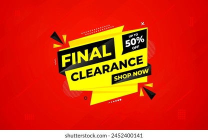 Final clearance special sale banner template design, Special offer sale tag, sale offer banner. Sale discount promotion template for marketing, vector editable illustration.