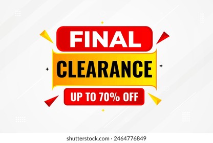 Final clearance special sale banner template design, Special offer sale tag, sale offer banner. Sale discount promotion template for marketing, vector editable illustration.