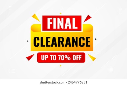 Final clearance special sale banner template design, Special offer sale tag, sale offer banner. Sale discount promotion template for marketing, vector editable illustration.