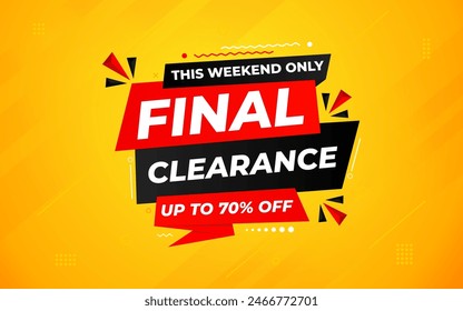 Final clearance special sale banner template design, Special offer sale tag, sale offer banner. Sale discount promotion template for marketing, vector editable illustration.