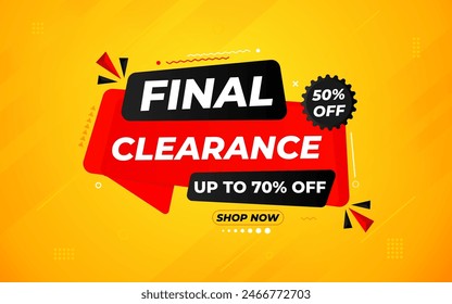 Final clearance special sale banner template design, Special offer sale tag, sale offer banner. Sale discount promotion template for marketing, vector editable illustration.