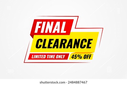 Final clearance special sale banner template design, Special offer sale tag, sale offer banner. Sale discount promotion template for marketing, vector editable illustration.