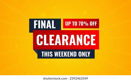 Final clearance special sale banner template design, Special offer sale tag, sale offer banner. Sale discount promotion template for marketing, vector editable illustration.