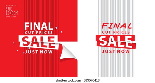 Final cut prices heading design for banner or poster. Sale and discounts. Vector illustration