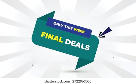 Ofertas finais apenas esta semana editável EPS formato web banner arte vetorial ilustração modelo design luz verde azul formas amarelo negrito branco fonte cinza gradiente abstrato sol negócio 4K