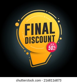 Final Discount Shopping Tag with Up To 50% Off Text on Label 