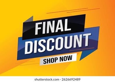 Etiqueta de desconto final. Modelo de design 3d para marketing. Promoção de ofertas especiais ou varejo. banner de fundo design gráfico moderno para loja, loja online, site, página inicial	