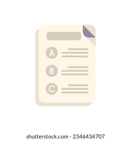 Final exam icon flat vector. Academic study. Work paper isolated