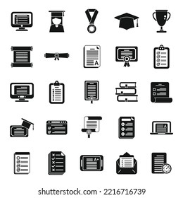 Final Exam Icons Set Simple Vector. Student College. Final Pass