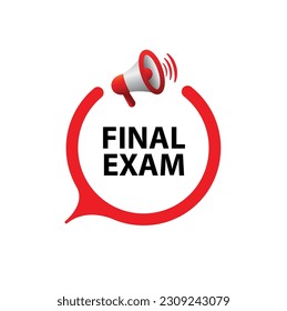 final exam sign on white background