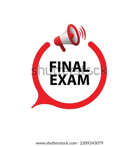 final exam sign on white background