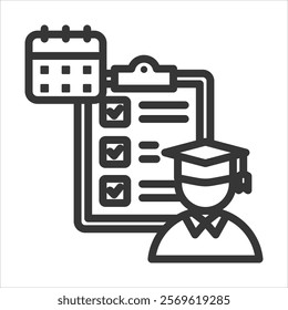 Final Exams Outline Icon Vector Illustration