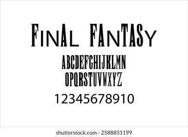 Final Fantasy font for logo and headline. Isolated vector typeset