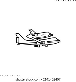 The final flight of space shuttle, escort vector isolated icon in outline