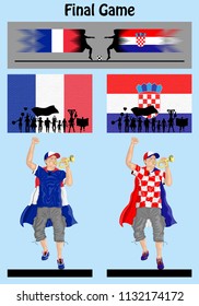 Final game between France and Croatia football teams. All the objects are in different layers and the text types do not need any font. 