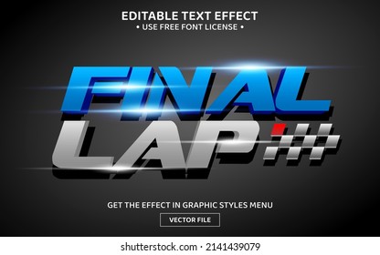 Final lap 3D editable text effect template