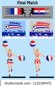 Final match between France and Croatia soccer teams. All the objects are in different layers and the text types do not need any font. 