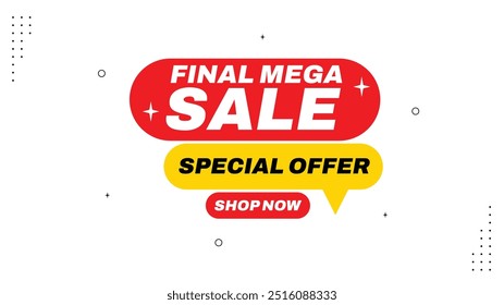 Final Mega Sale Shop Now Up to 50% Off Exclusive Sale Banner Templates with Bold Vermelho Branco Preto Amarelo Laranja e Verde Backgrounds Não perca Grab Stunning Elements para sua próxima venda hoje