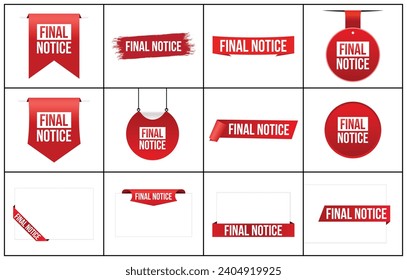 Final Notice red vector banner illustration isolated on white background