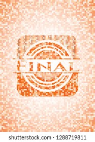 Final orange mosaic emblem with background
