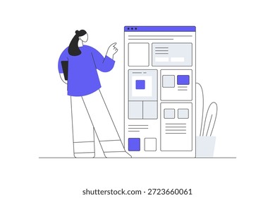 Abschließende Präsentation. UI-UX-Designprojekte. Benutzerschnittstelle und Benutzererfahrung Design, Drahtmodelle. Flache Cartoon-Vektorgrafik, Symbol Stilvolles abstraktes Design Zielseite Web