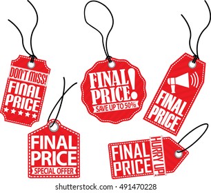 Final price red tag set, vector illustration