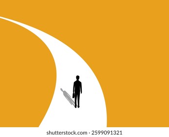 Final project, businessman standing on a curve